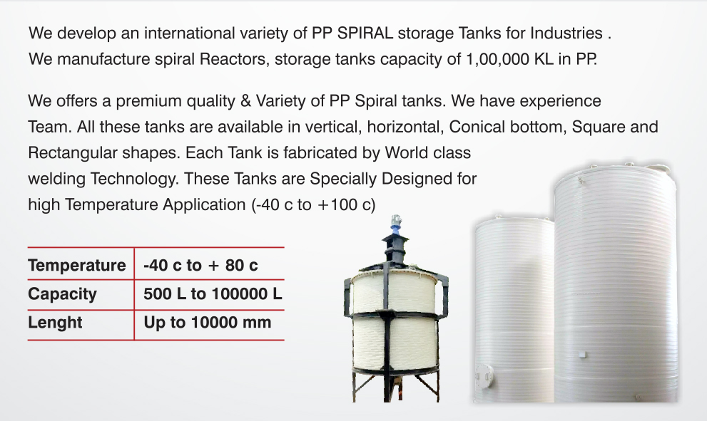 Pp Spiral Tanks & Reactor